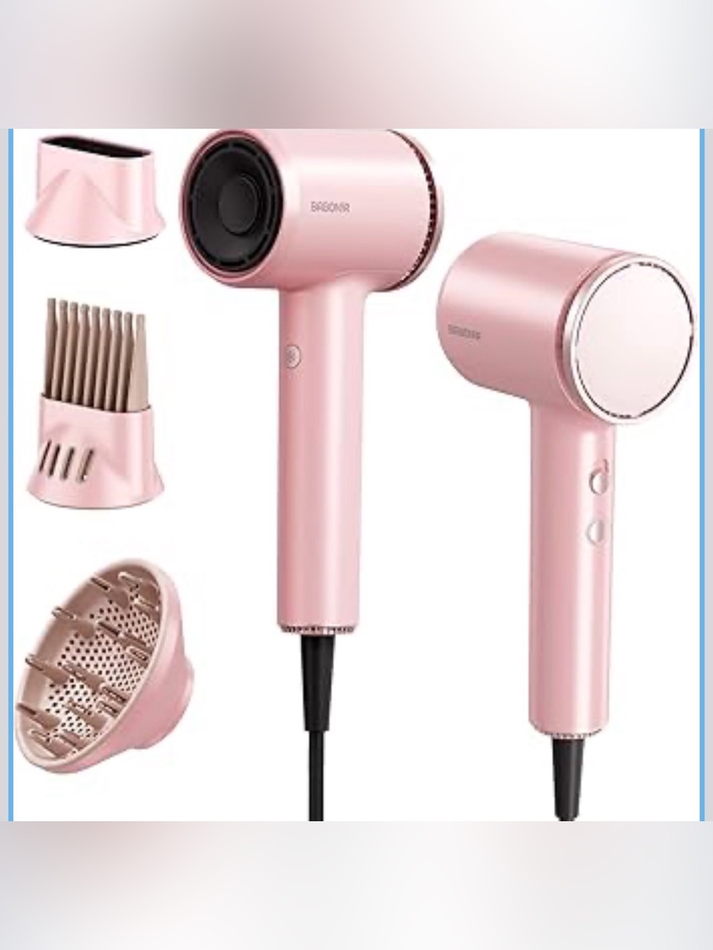 BNIB BABONIR Pink Hair Dryer with Attachments